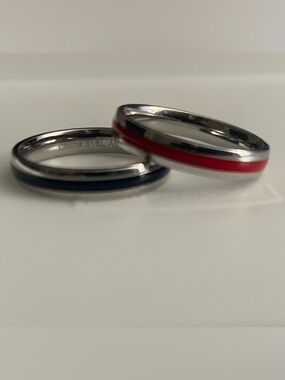 Set of 2 stainless steel with enamel rings